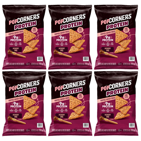 6 Pack - PopCorners Protein Hickory BBQ Flavored Crisps 9.5oz PopCorners